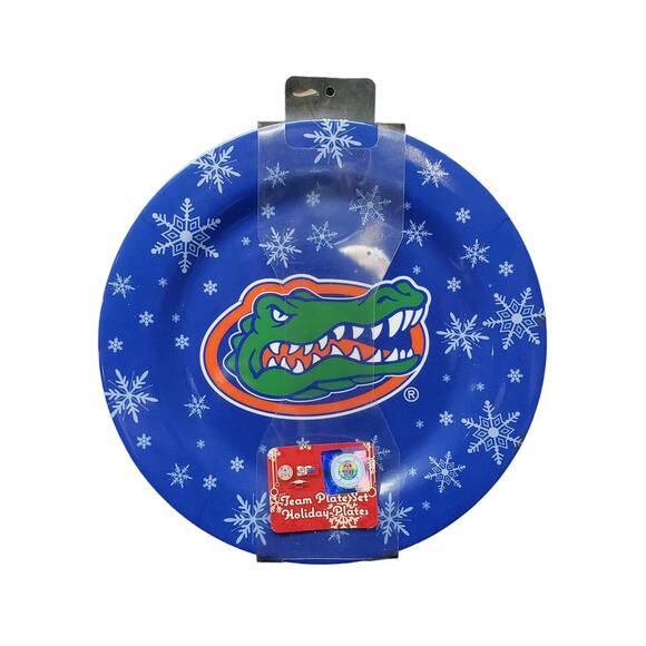 Forever Collectibles Florida Gators Team Mascot Holiday Snowflake Plate Set 4 - Picture 1 of 5
